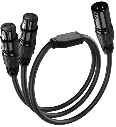 SinLoon XLR-Splitterkabel 3-polig, 1 Stecker auf 2 Buchsen, Mikrofonkabel, XLR-Splitterkabel für Heimstudio-Recorder, Verstärker, Mischpult, Lautsprecher (2F to M), 0,5 m/19 Zoll