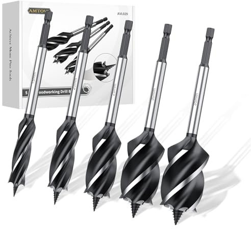 AMTOVL Holzbohrer 5 Stück Kohlenstoffreich Stahl Bohren Holzbearbeitungsbohrer Set 15mm, 20mm, 25mm, 30mm, 35mm