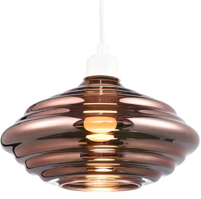 Modern Ribbed Honeycomb Glass Pendant Lighting Shade in Copper Plating | 26cm x 16cm | for Kitchen Islands Dining Rooms etc by Happy Homewares