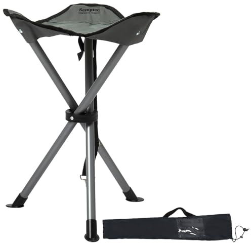 Semptec Urban Survival Technology Campinghocker: Dreibein-Camping-Hocker, 43 cm Sitzhöhe, mit Tragetasche und Tragegurt (Campingstuhl Dreibein, 3-Bein-Hocker, Teleskophocker)