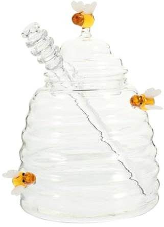 SECFOU Honigspender Aus Glas Mit Löffel Klares Honigglas Sirupspender Mit Schöpflöffel Für Küche Vorratsglas Aus Glas Zur Aufbewahrung Von Honig Oder Sirup