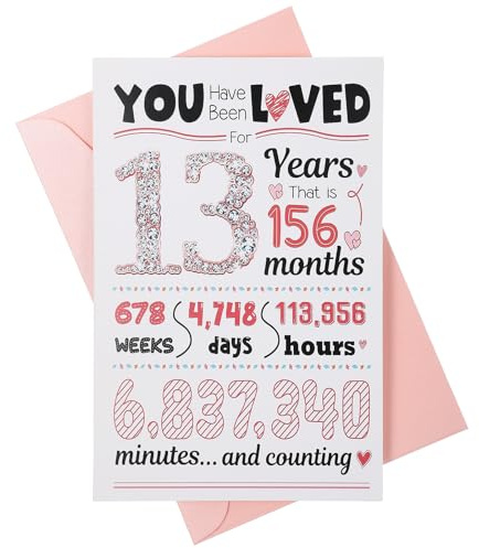 Süße Karte zum 13. Geburtstag Mädchen Geburtstagskarten Glückwunschkarte zum Geburtstag Lustige Geschenke Klappkarte Happy Birthday Jubiläumskarte mit Briefumschlag