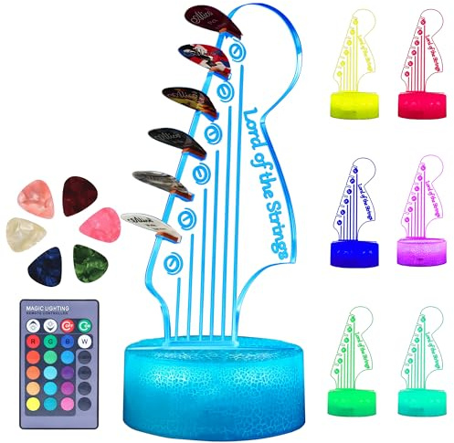 Guitar Pick Holder, Light Up Guitar Pick (USB Powered / Battery Powered) Display with Remote RGB 16-Color Pick Storage Rack, Acoustic Electric Bass Ukulele Violin Accessories Gift(Include 6 Picks)
