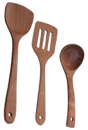 Cabilock 3piezas Cucharas De Madera Antiadherentes Para Cocinar Estilo Retro Prácticas Cuchara Sopera De Mango Utensilio De Cocina Para Servir Alimentos Vajilla De Madera Hogar