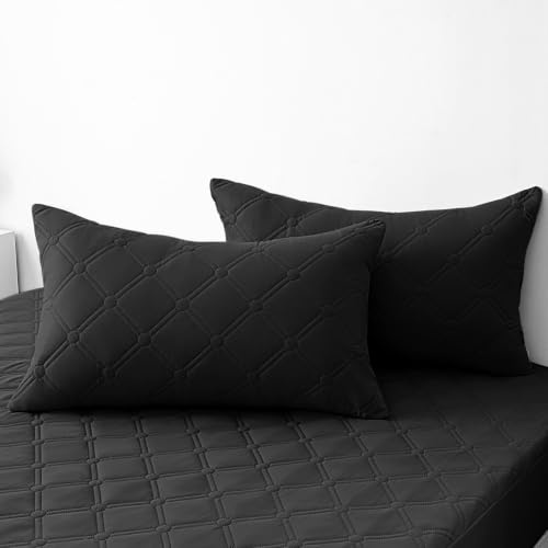 Ystyle Juego De 2 Funda De Almohada Impermeable 50x80 Cm, Funda Almohada Anti Ácaros, Fundas con Cierre De sobre, Protector De Almohada Antibacterianas Hipoalergénicas Lavable, Negro