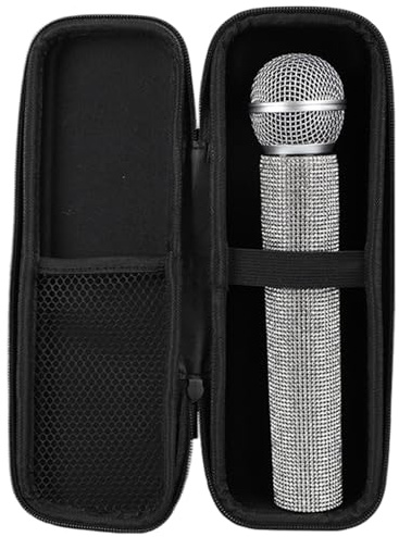 Custodia per microfono per 1 custodia per microfono wireless EVA protettivo con cerniera e tasca a maglie portatili per cantare, karaoke
