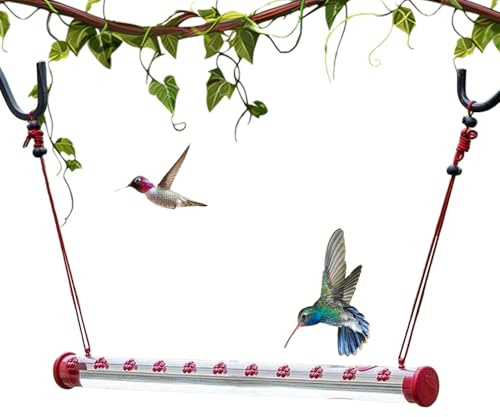 Distribuidor de Colibríes | Alimentador Exterior de Pájaros,Tubo de Bebedero Horizontal Resistente a la Intemperie para Loros - Jardín Balcón Terraza Rama del árbol y Ventana