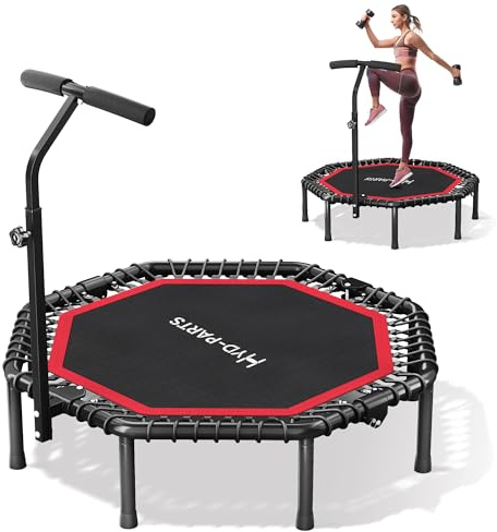 HYD-Parts 51 Octagonal Rebounder Trampoline for Adults, Fitness Rebounder with T-Adjustable Handle Bar, Silent Bungees, Quieter Exercise Rebounder for Adults Indoor/Outdoor Workout, Max Load 550 LBS