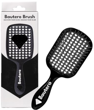 Bautero Brush Detangler Brush for Wet & Dry Hair, Pain-Free Brushing on All Hair Types, Knot Removal, Vented Hair Brush, Juni Midnight