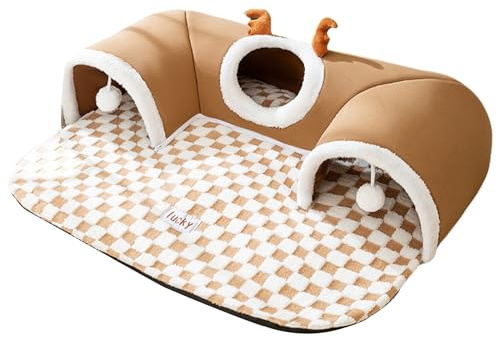 Katzenbett-Tunnel – Katzentunnel, Donut, Spiele, warmes Hauszelt, interaktive Kätzchenhöhle, Bereicherung, Wandecke, Tier, für drinnen und draußen, Hund für Haustiere, Aktivitäten, Spaß, 55 x 40 cm