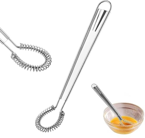 Stainless Steel Mini Whisk Egg Beaters Manual, Mini Spring Coil Hand Whisk for Kitchen Coffee Sauce Milk Cooking Baking Beating