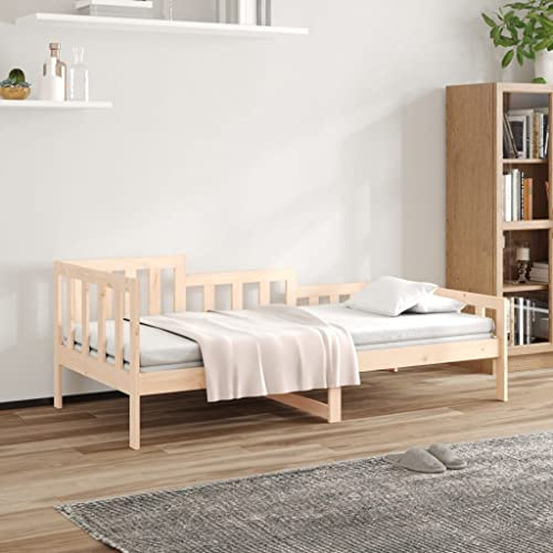 Runheo Tagesbett 90x200 cm Massivholz Kiefer, unbehandeltes Holz, vielseitig als Sofa nutzbar, Stabiler Bettrahmen mit Lattenrost, ideal für Schlafzimmer und Gästezimmer