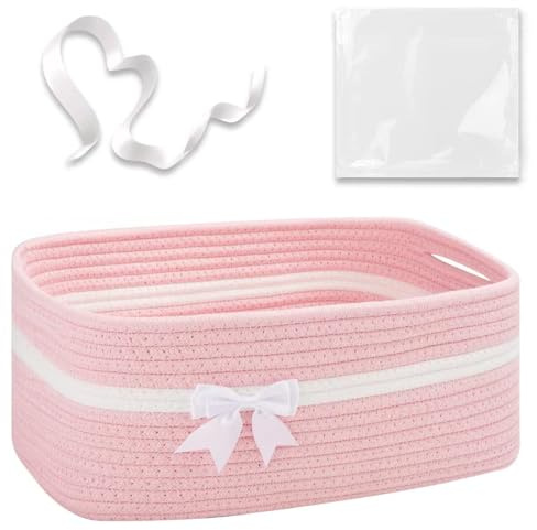 Cesta de almacenamiento, cesta de regalo vacía, cesta de almacenamiento tejida, organizador de algodón para toallas, aperitivos, cesta trenzada, cesta de almacenamiento para habitación infantil, 34 x