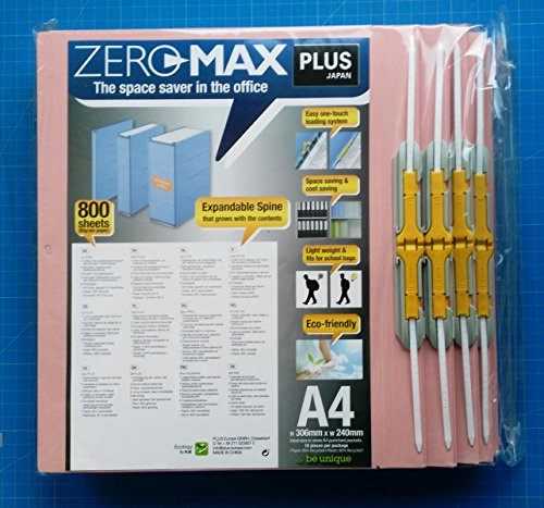 PLUS Japan, Zero Max Platzsparordner in Pink, 10er Pack (1x 10 Ordner)