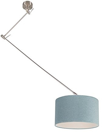 Qazqa - Moderne Hängelampe I Pendellampe I Pendelleuchte Stahl I Silber I nickel matt mit Lampenschirm Mineral 35 cm - Blitz I I Wohnzimmer I Schlafzimmer - Textil Rund - LED geeignet E27
