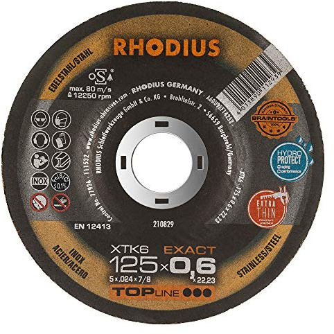 RHODIUS Lot de 50 disques à tronçonner en acier inoxydable extra fin Ø 125 mm pour meuleuse d'angle