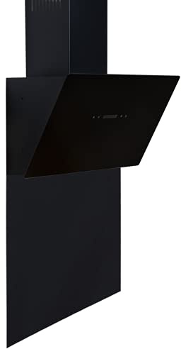 SIA 60cm Black Angled Touch Control Cooker Hood & Toughened Glass Splashback