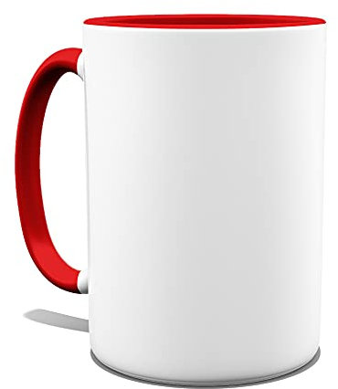 Bastel-Tassen ohne Druck zum Bemalen aus Hochwertiger Keramik Einzeln oder im Set/Mug/Cup/Becher/Pott Jumbo Tasse Innen & Henkel Rot 1 Stück