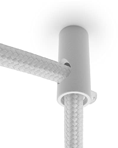 AMARCORDS - 5 Aluminium Deckenpins vertikale Dezentralisatoren und Kabelschellen mit sichtbarer Kabelverstellung Für vertikale Drop-Down-Lampen und -Abhängungen. Farbe WEISS