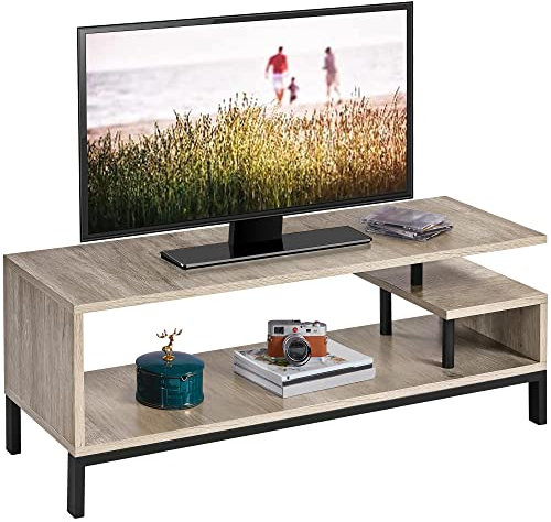 Yaheetech TV-Schrank Fernsehtisch TV Lowborad mit Ablage Industrie-Design Fernsehschrank für Fernseher bis zu 55 Zoll, Grau