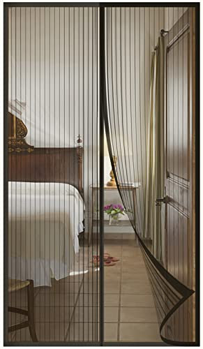 DIKER Moustiquaire Porte Fenetre Aimantée Magnetique, Rideaux Anti Mouches pour Porte, Rideaux Toile Insect Ecran,Moustiquaire Baie Vitree Coulissante,Magnétique Moustique Sans Perçage(120x210cm,noir)