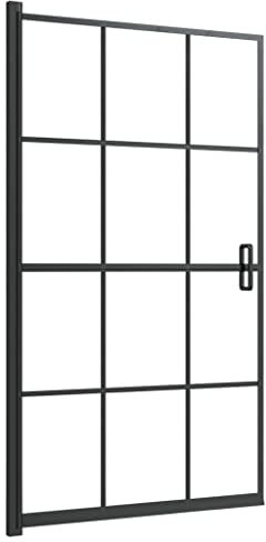 vidaXL Shower Enclosure ESG 31.5x55.1 Black - Modern Design with Single-Layer Safety Glass and Aluminum Frame - Easy Installation and Assembly