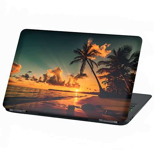 Finest Folia LP89 Film adhésif pour ordinateur portable - Autocollant en vinyle pour ordinateur portable - Plage de palmiers - 13-14