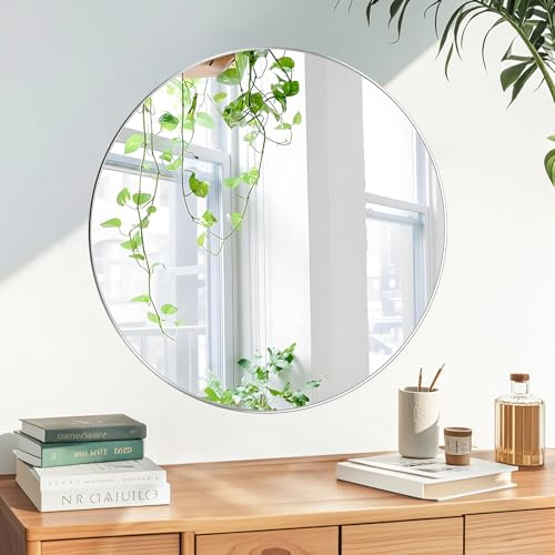 JMITHA Runder Spiegel Rund Spiegel 40cm Runder Wandspiegel Rund Dekorative Wandspiegel Badezimmerspiegel HD Glas
