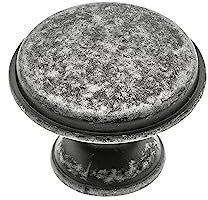 GTV - Bouton Cento Argent vieilli Ø 28 mm I Boutons de meuble avec vis I Boutons ronds pour armoire de cuisine Bouton de porte Bouton de tiroir Poignée I Coquillage : galvanisé, peint