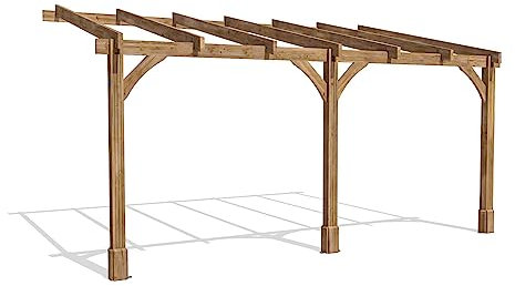 Dunster House Wooden Lean To Pergola Kit Wall Mounted W5m x D3m / W17' x D10' Heavy Duty Garden Plant Frame Leviathan