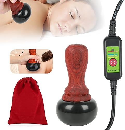 Masajeador eléctrico de piedras calientes, piedra Bian Natural Gua Sha, masajeador de arañazos con control de temperatura de cinco velocidades para el tratamiento de relajación en el hogar, SPA,
