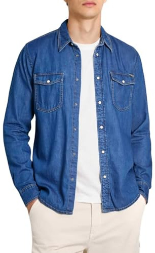 Pepe Jeans Regular Shirt PM308586, Camicia in Jeans Uomo, Blue (Denim-HT8),