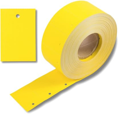 POKORNYS - 1.000 blanko Kartonetiketten mit Loch (30 x 45 mm) gelb I perforierte Etiketten zum Beschriften auf einer Rolle I Preisschilder mit 3 mm Lochung für Sicherheitsfäden & Heftfäden