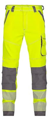 DASSY® Aruba Stretch-Warnschutzbundhose mit Kniepolstertaschen - Größe 54 - NEONGELB/ZEMENTGRAU