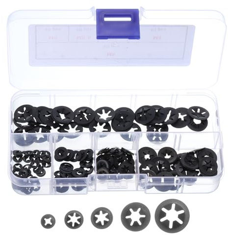 QUARKZMAN 200pcs Rondelles de Blocage à Étoile M2 M2,5 M3 M4 M5 | Ensemble de Rondelles à Dents Interne en Acier 65Mn