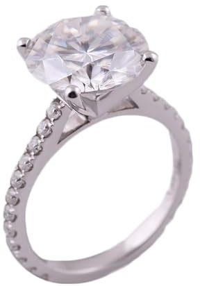 Wycian Promise Ring Men, Freundschaftsringe Weißgold 14K Größe 45 (14.3) 1 Moissanit 1Ct Rundschliff Weiß Npassbar Für Neujahr