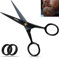 Ciseaux à barbe incurvés professionnels en acier allemand, ciseaux à moustache, pour le visage, le nez et les oreilles, ciseaux à ongles pour bébé, lame dentelée (Noir, 4 pouces)