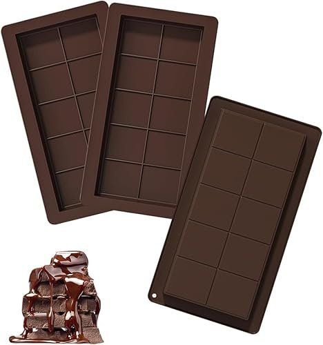 Pack of 3 Chocolate Moulds Dubai Chocolate, Chocolate Mould, Silicone Mould, Deep Chocolate Bar Mould, Deep Chocolate Bar Mould, for Chocolate Praline Sweets