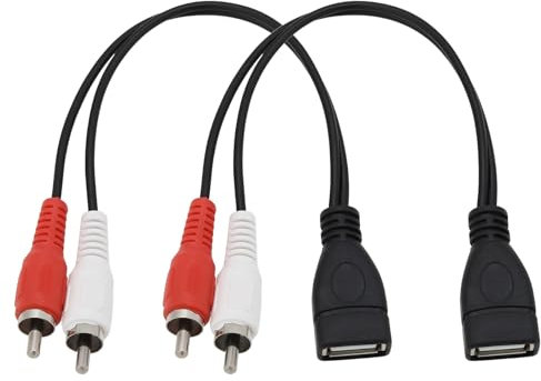 OTOTEC 2Pcs USB to RCA Cable USB 2.0 A Female to Dual RCA Male Y Splitter Audio Video AV Composite Adapter Cable for TV PC DVD 8 Inch/20cm