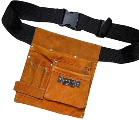 Ceinture à outils de charpentier – Pochette à outils de grande capacité, ceinture à outils de jardin en cuir synthétique, ceinture utilitaire en cuir synthétique avec ceinture réglable pour voyage à