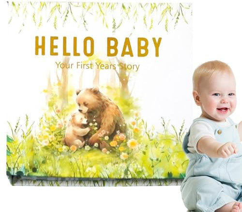 Libro de recuerdos para bebés, álbum de recuerdos para bebés, libro de hitos y diario para niños, libro de bebés, diario de 5 años y álbum de fotos para niñas y niñas, libros de recuerdos para