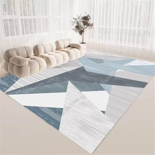 RUGMRZ Teppich Bürostuhl Geeignet Günstig Grau-Blaue geometrische Dekoration Gepunktete Linie kann angepasst Werden Flokati Waschbar Kinderteppich Mädchen 80X160CM