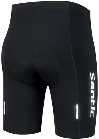 Santic Pantalones cortos de ciclismo para hombre, acolchados, con acolchado