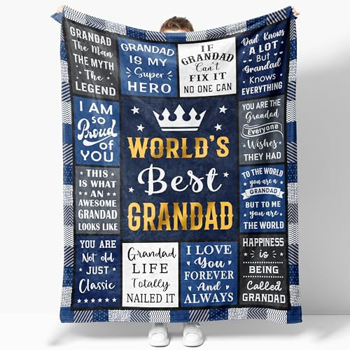 AOWINS Grandad Gifts, Gifts for Grandad, Grandad Birthday Gifts, Best Grandad Gifts, Presents for Grandad, Grandad Gifts from Grandchildren, Gifts Thanksgiving Grandad Blanket 150×130CM