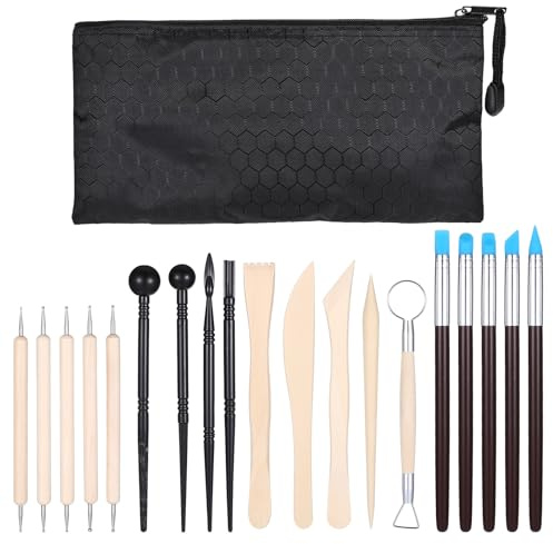 Yuanchu 20Stk Modelierwerkzeug,Töpferwerkzeug Set Keramik Ton Werkzeug Polymer Clay Sculpting Tools Pottery modelierwerkzeugset für Anfänger Töpfer Künstler Modellbau Schnitzarbeiten Kerzen