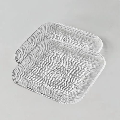 Elegante set di piatti da spuntino in vetro trasparente, 4 pezzi, piattini quadrati da 15,2 cm, per caffè, antipasti, insalata e frutta, design floreale in rilievo, eleganti stoviglie cristalline