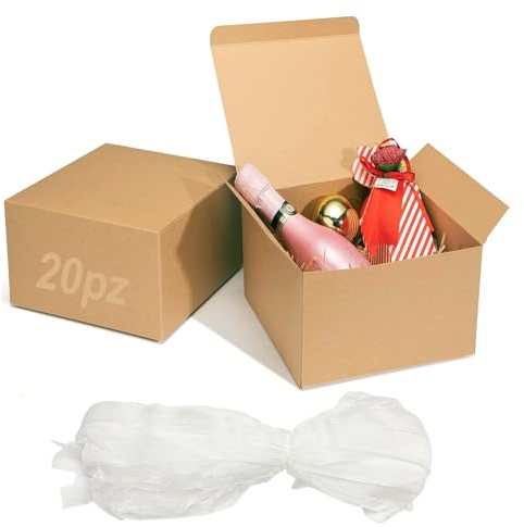 Festa Centro Scatoline Regalo Kraft Quadrate Marrone 15x15x10 cm 20 Pz