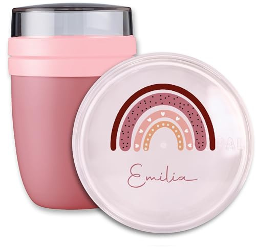 Lunchpot Kinder Müslibecher to go Joghurtbecher für Mepal Ellipse - Einschulung Geschenk Rainbow mit Name Geschenk Schulkind Regenbögen Geschenke Kitastart Regenbogen I Schuleintritt I Schulbeginn