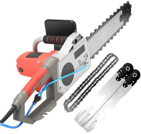Motosierra Eléctrica para Hormigón, Sierra De Mano para Cortar Metal y Muros, con Doble Cadena De Diamante y Bomba De Agua Inteligente, para Porcelana, Madera, Hormigón y Piedra,Cuttingdepth-350mm