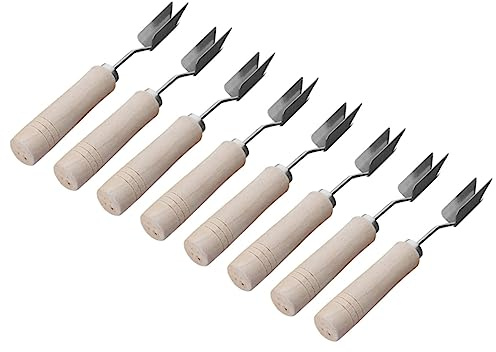 FUNNETOYU 7pièces Couteau à Ananas Acier Inoxydable avec Manche Bois Éplucheur Et Trancheur De Fruits Évideur Et Extracteur Yeux Ananas Pratique pour Cuisine Et Plein Air
